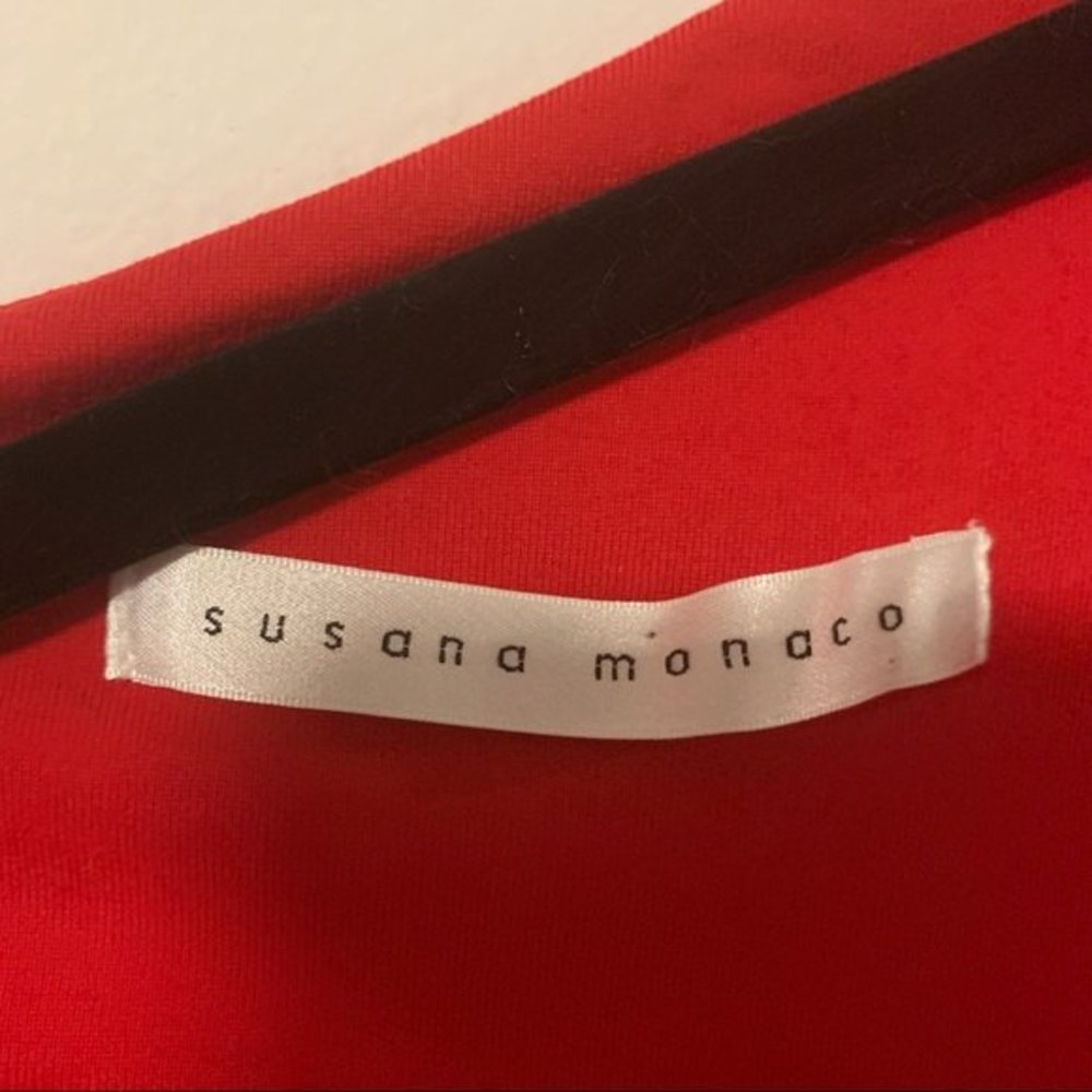 SUSANA MONACO Red One Shoulder ‘Shaunie’ Jersey Dress Size Large - Picture 4 of 5